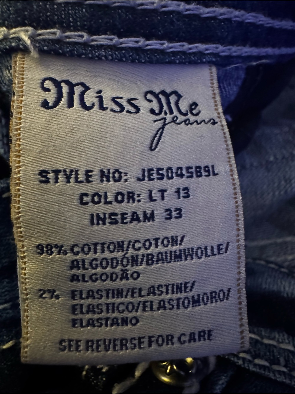 Miss Me Boot Cut size 27 jeans cross pocket - Picture 7 of 8
